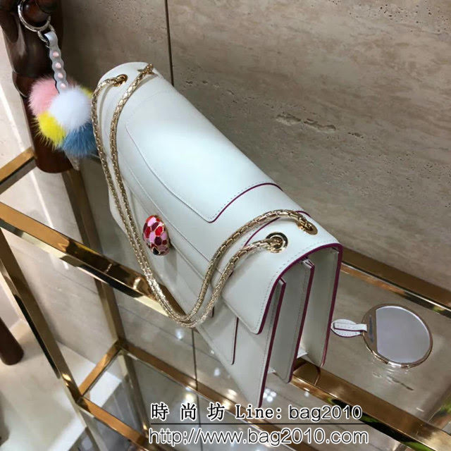 BVLGARI寶格麗 原單品質 最新款蛇頭扣環 奶白色 時尚手提肩背包 35106 FYD1298